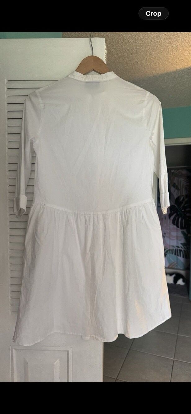 Tuckernuck White Cotton Button Front Pocket Shirt Dress Size Large - Picture 5 of 8